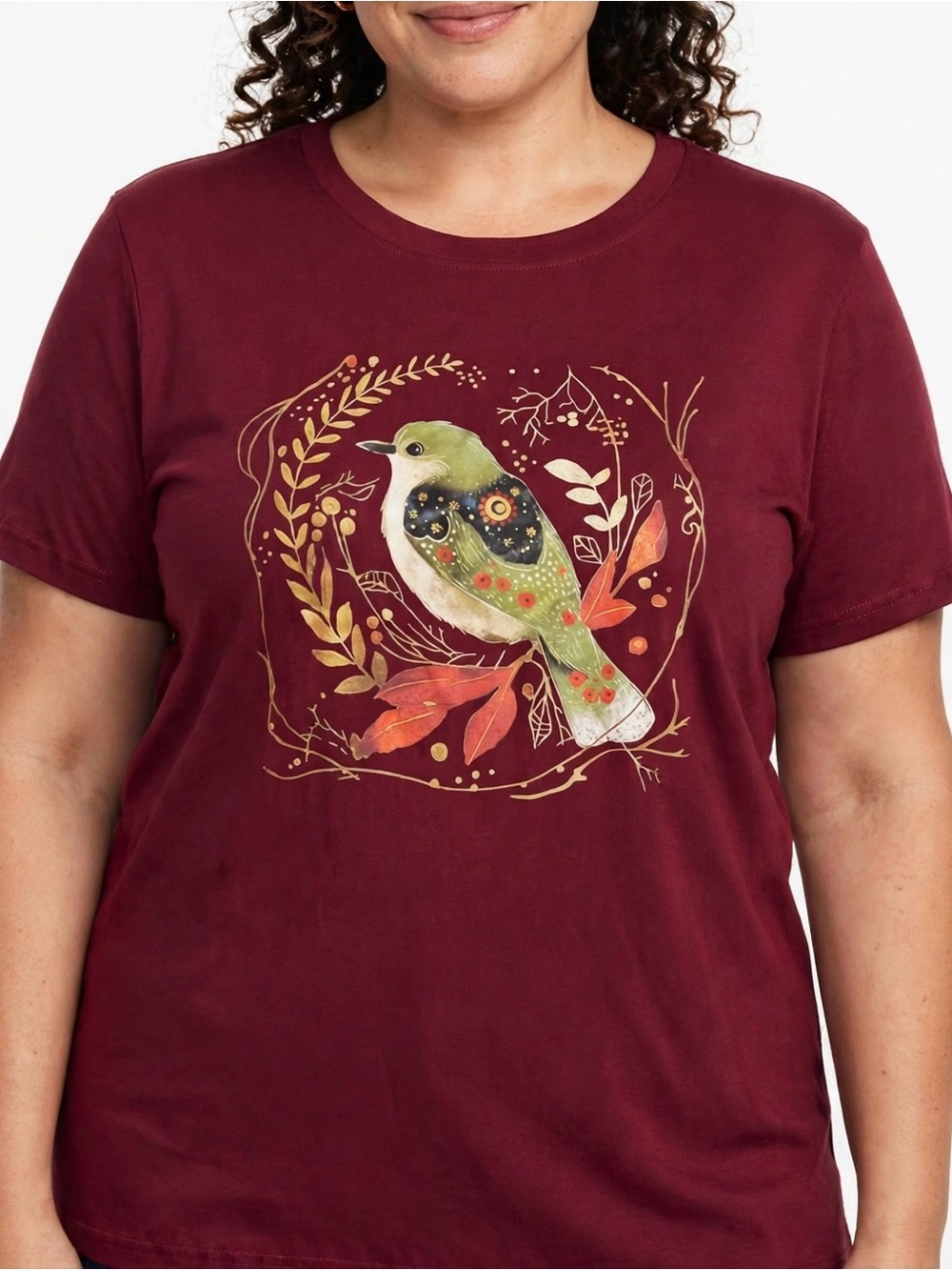 Maroon Graphic Bird Tee